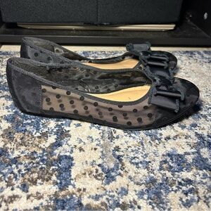 Torrid Black Polka Dot Mesh Pointed Flats Size 9 Wide